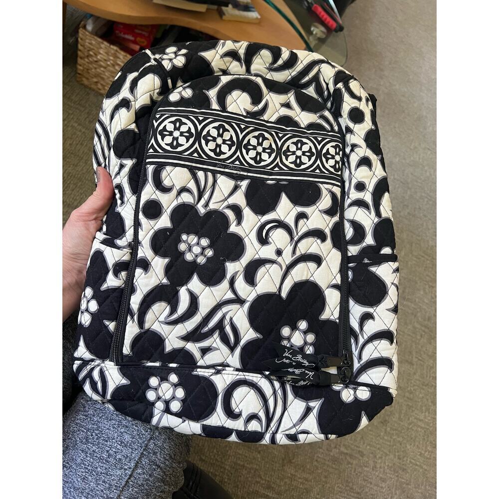 Vera‎ Bradley black white floral baroque print campus laptop backpack 18x13